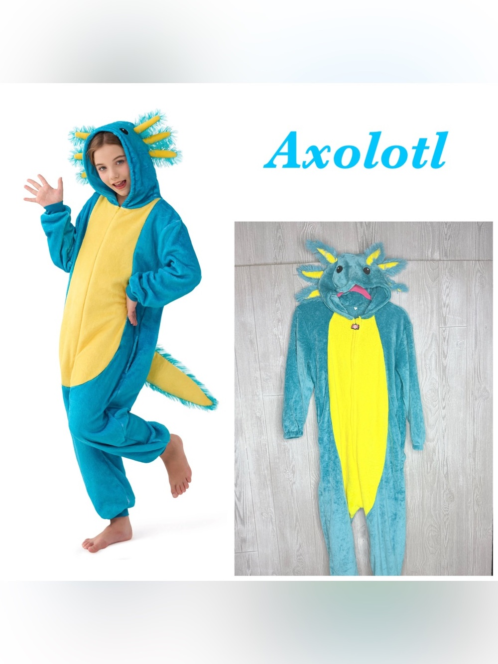Axolotl Animal Pajamas Axolotl One piece jumper Cosplay Halloween Costumes 12